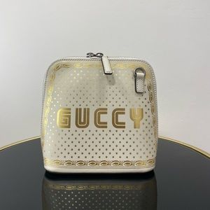 Gucci Shoulder Dome Sega Script Mini Ivory Leather Cross Body Bag